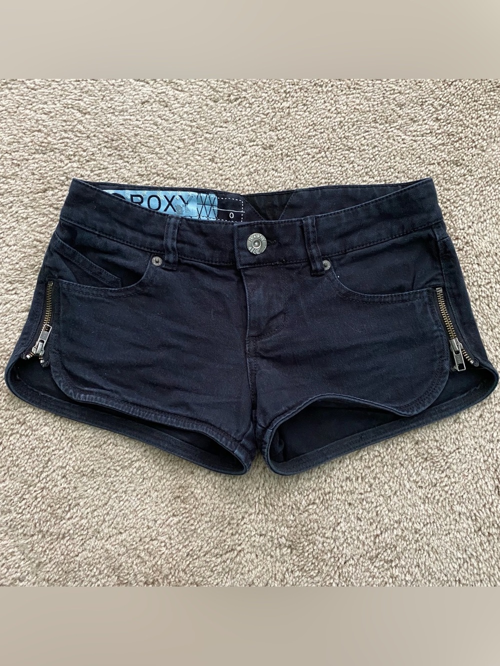 Roxy Black Jean Side Zip Shorts